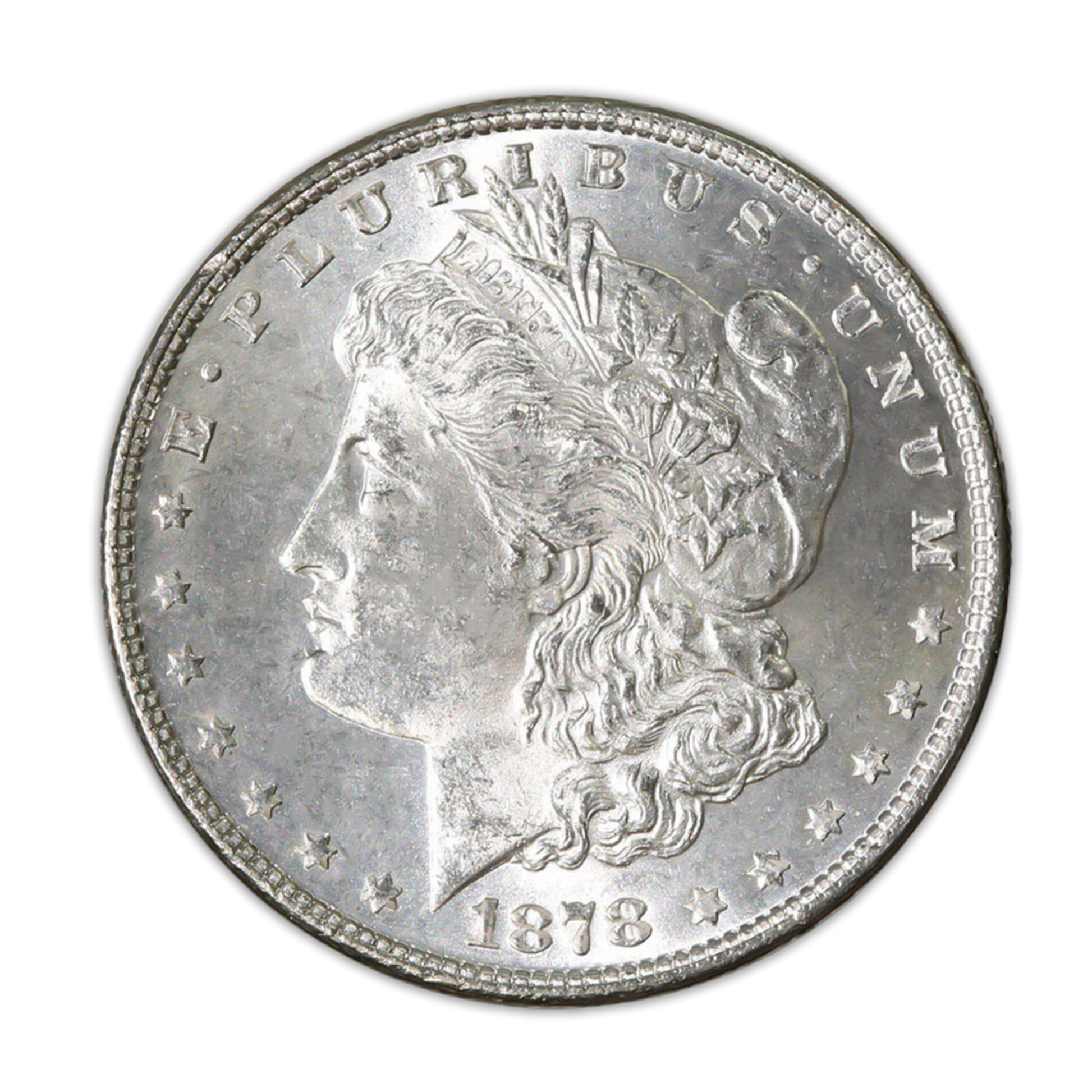 1878 Morgan Silver Dollar Philadelphia 8 Tail Feathers - Brilliant Uncirculated - CoinsTV