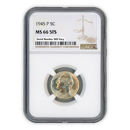 1945 P Jefferson Nickel Philadelphia - NGC MS66 5FS