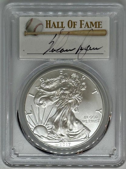 2017 Silver Eagle - PCGS MS70 Nolan Ryan Autographed Baseball Label