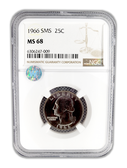 1966 Washington Silver Quarter Philadelphia - NGC MS68 Sight White