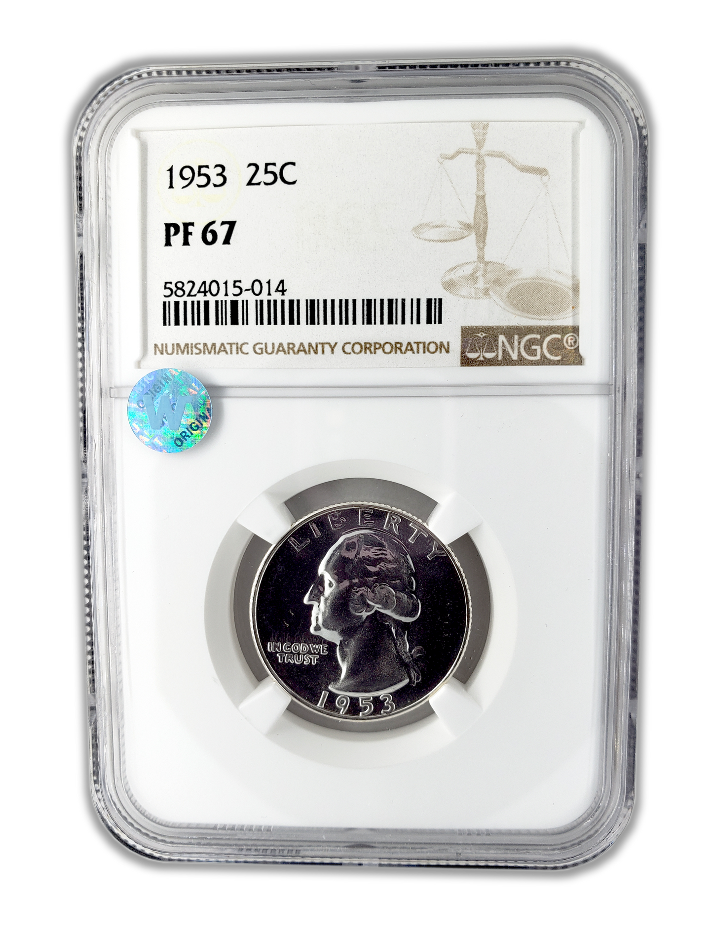 1953 Washington Silver Quarter Philadelphia - NGC PF67 Sight White