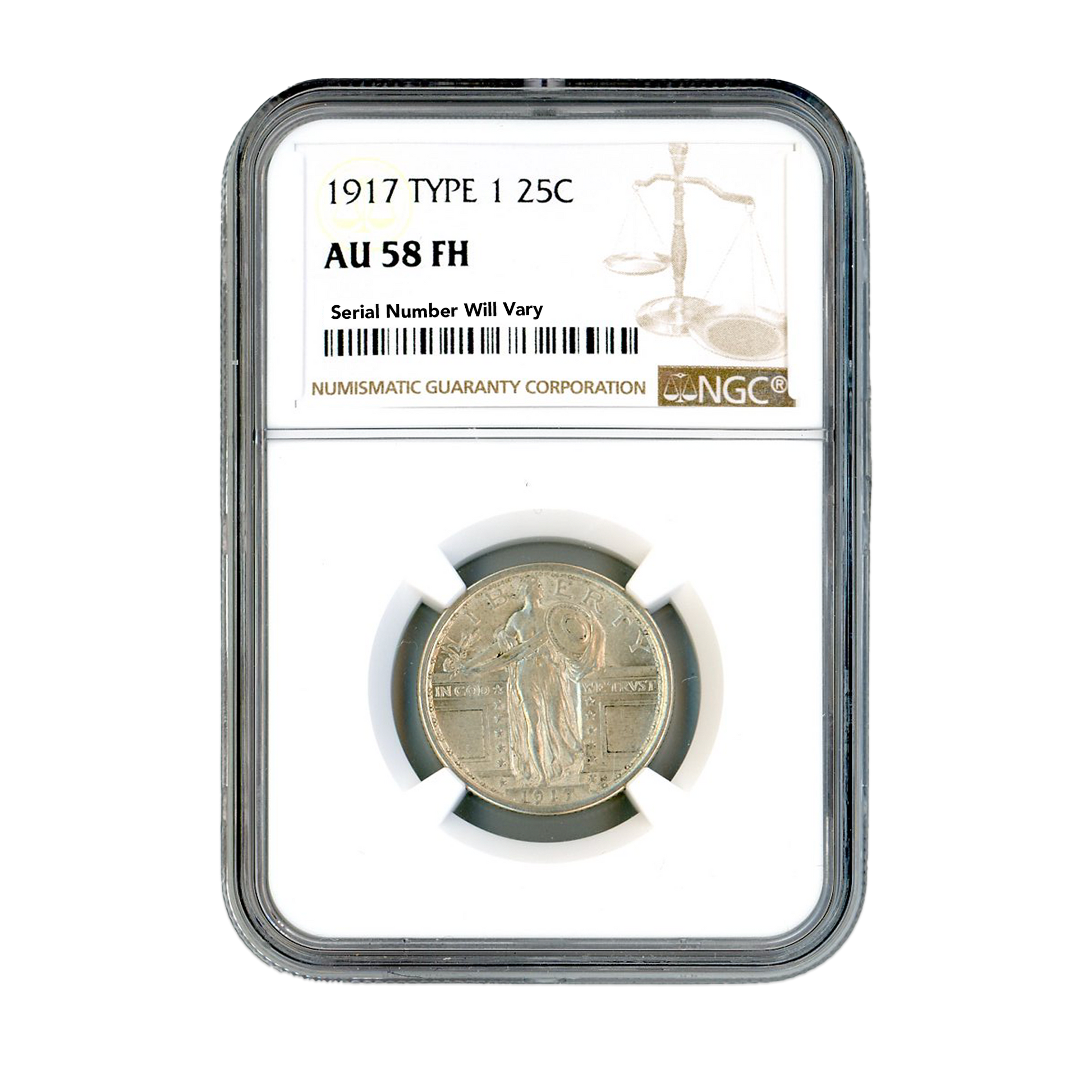 1917 Standing Liberty Quarter Philadelphia - Type 1 NGC AU58 FH - CoinsTV