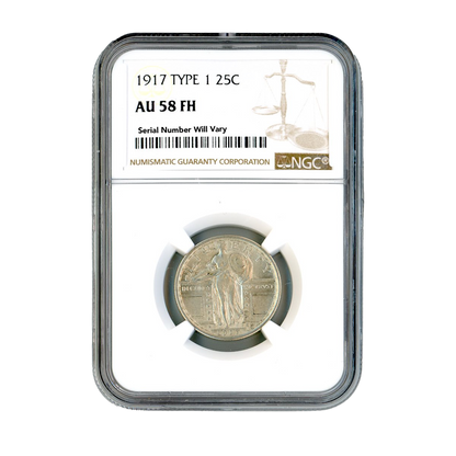1917 Standing Liberty Quarter Philadelphia - Type 1 NGC AU58 FH - CoinsTV