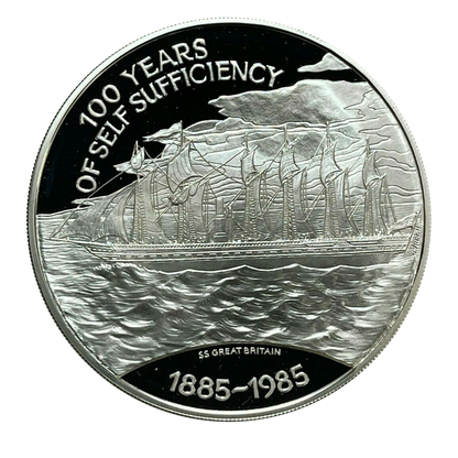 1985 Queen Elizabeth Falkland Islands Self Sufficiency 4.46 oz Silver