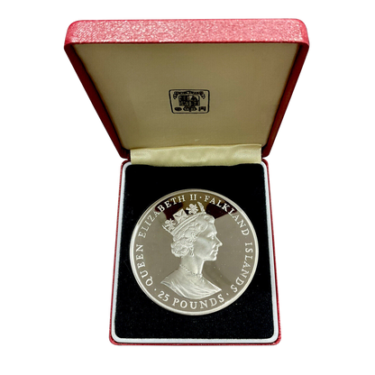 1985 Queen Elizabeth Falkland Islands Self Sufficiency 4.46 oz Silver
