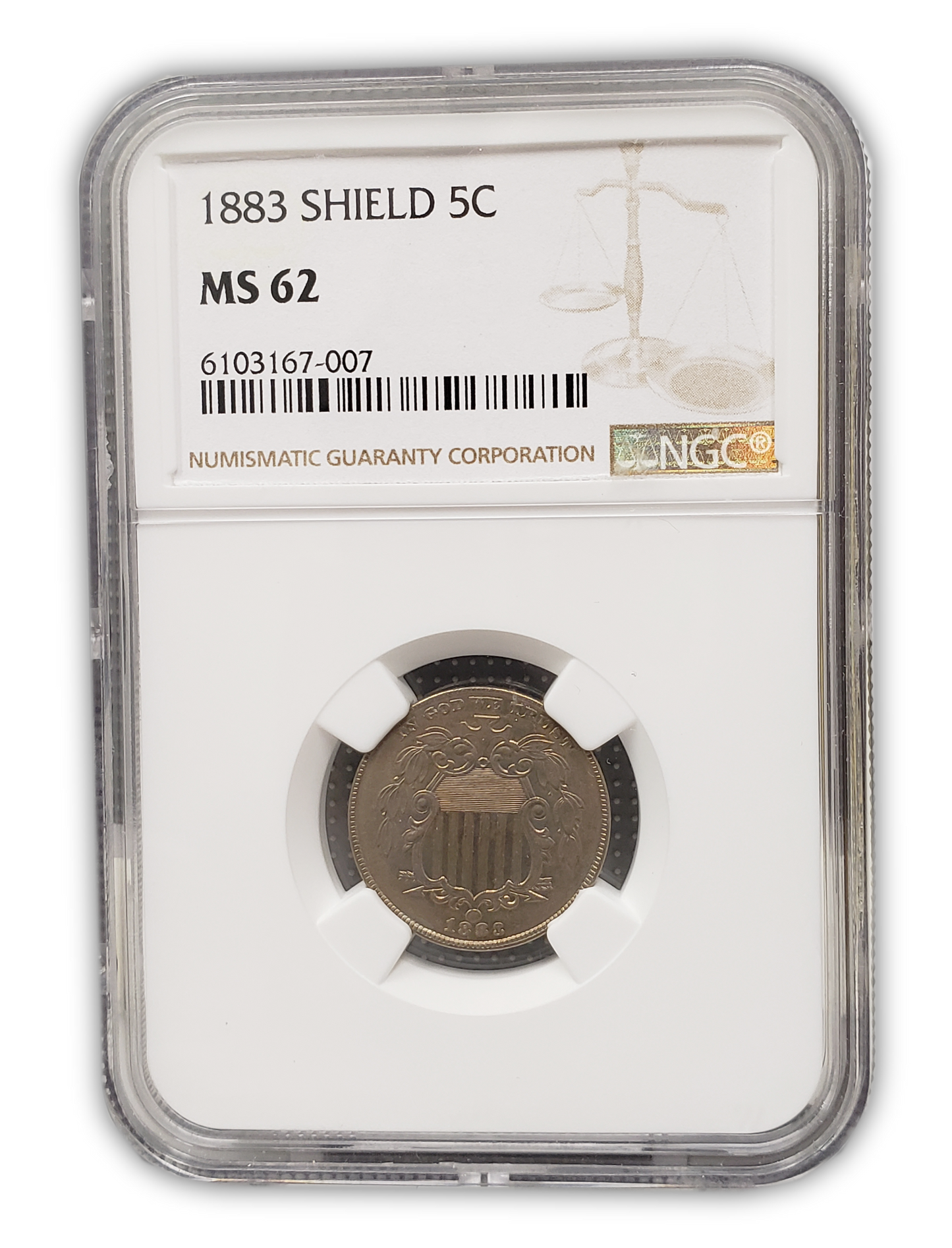 1883 Shield Nickel -Philadelphia NGC MS62