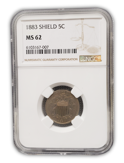 1883 Shield Nickel -Philadelphia NGC MS62