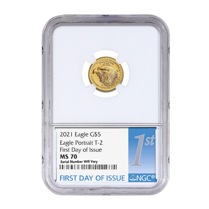 2021 $5 Gold Eagle - Type 2 - NGC MS70 FDI Double Signature Anna Cabral & Miles Standish Label