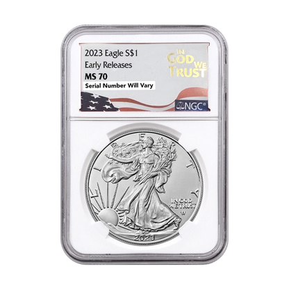 2023 Silver Eagle In God We Trust Label - NGC MS70 Early Release