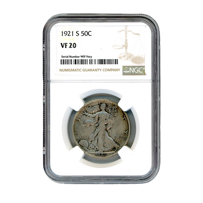 1921 S Walking Liberty Silver Half Dollar - NGC VF20