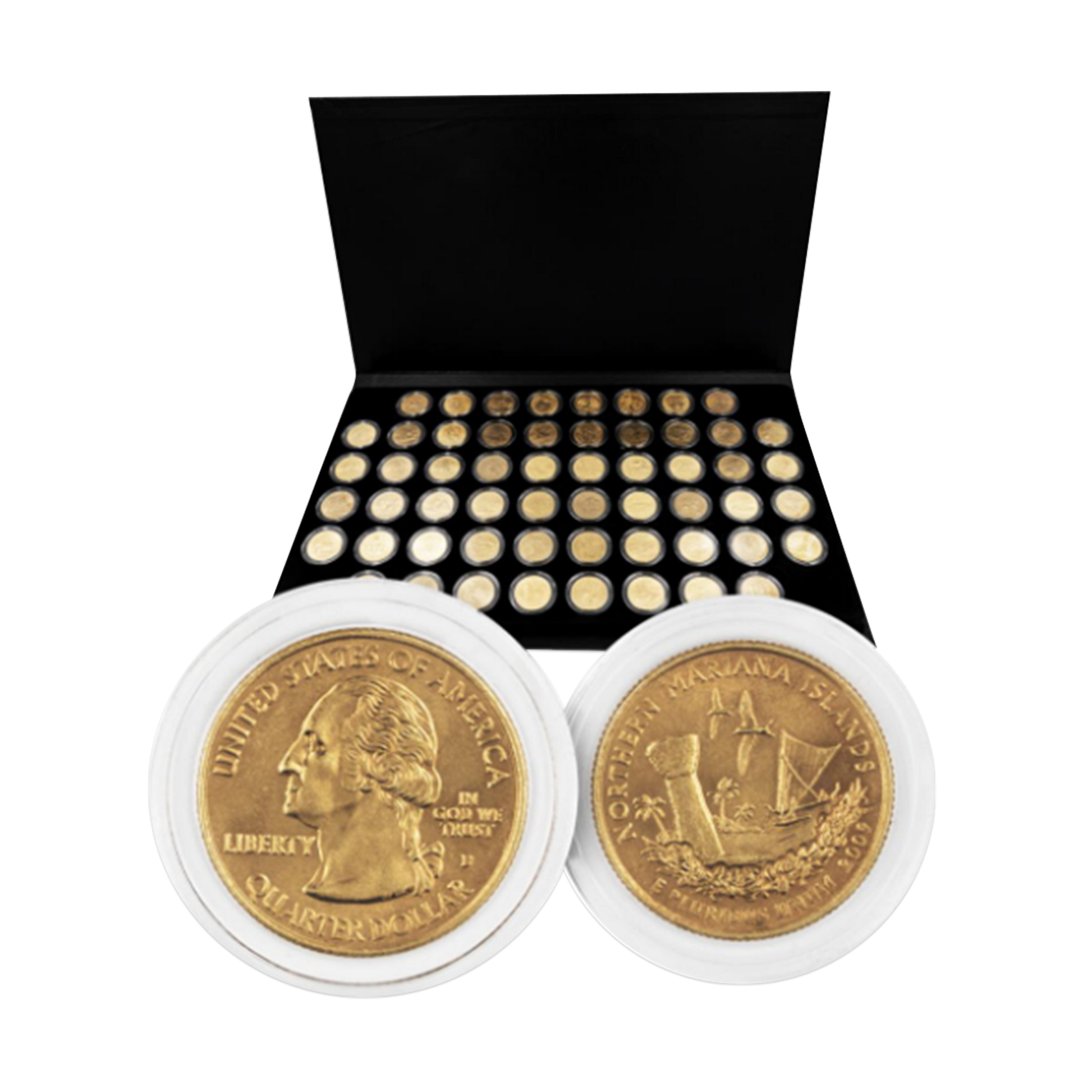1999 to 2009 Complete State Quarter Set of 56 24K Gold-Plated - CoinsTV