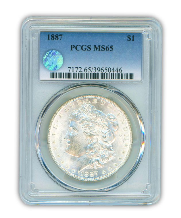 1887 Morgan Silver Dollar Philadelphia -PCGS MS65 Sight White