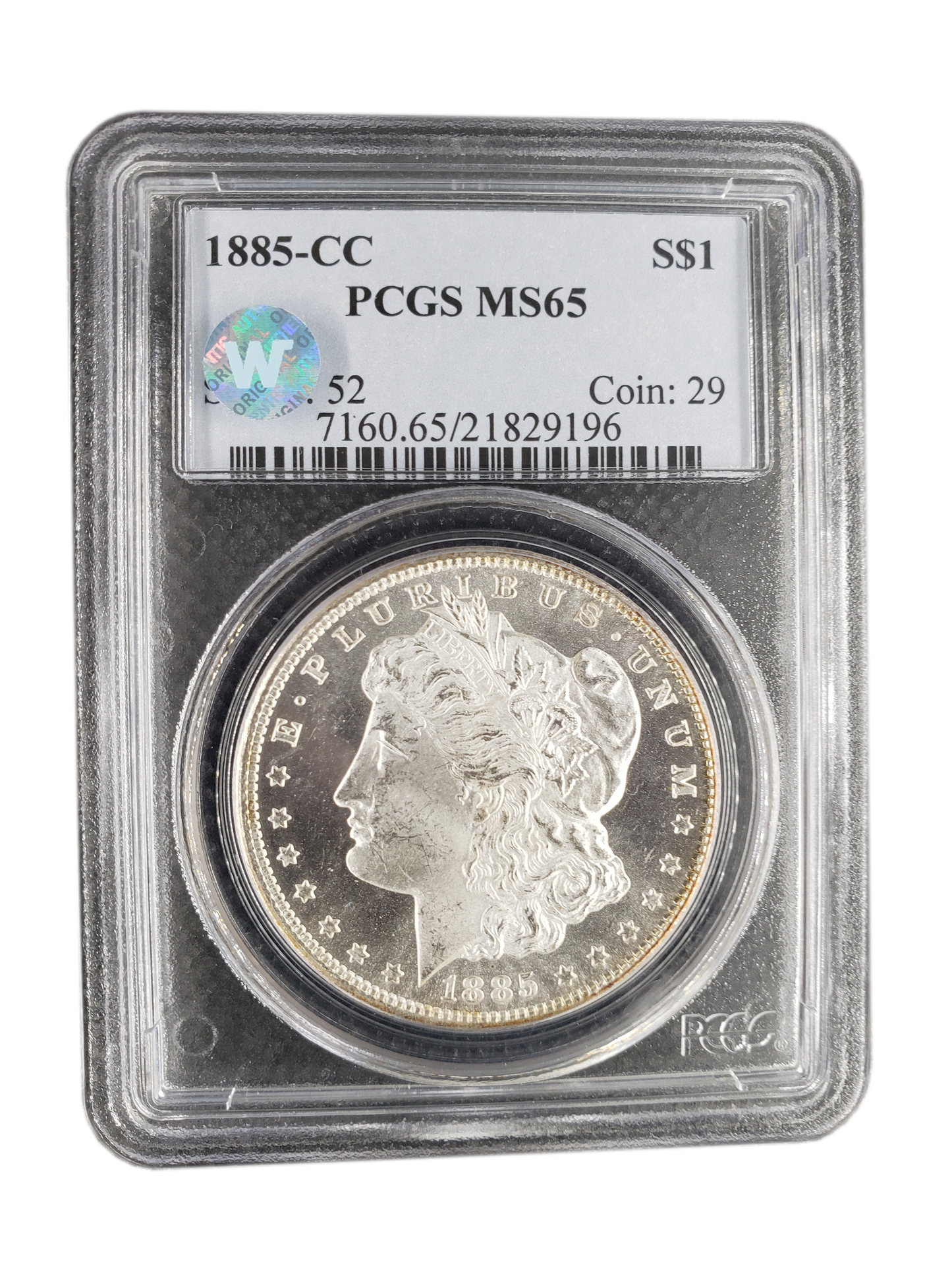 1885 Morgan Silver Dollar - Carson City PCGS MS65 Sight White