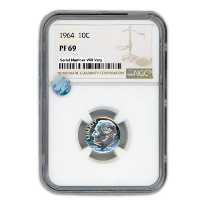 1964 Roosevelt Dime - NGC PF69 Sight White