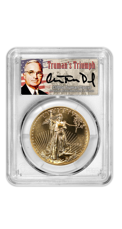 1994 $50 Gold Eagle PCGS MS69 PL Truman's Triumph Label