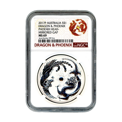 2017 Dragon & Phoenix Error 1 Oz Silver - Perth Mint - Business Strike  - NGC MS69