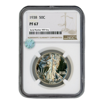 1938 Walking Liberty Silver Half Dollar - NGC PF67 Sight White