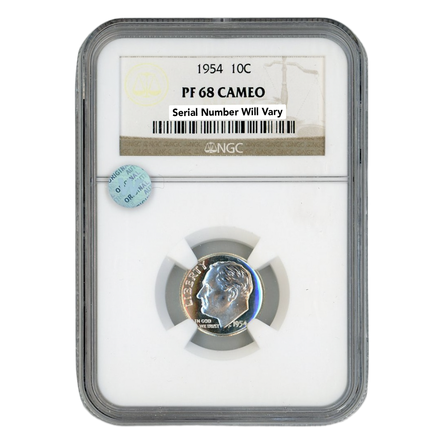 1954 Roosevelt Dime - NGC PF68 Cameo Sight White