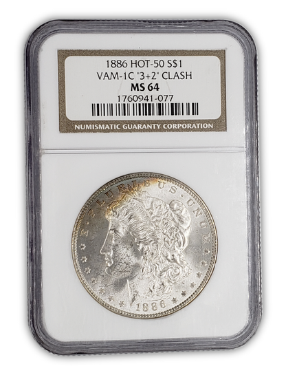 1886 Morgan Silver Dollar Philadelphia - NGC MS64 VAM 1C Toning