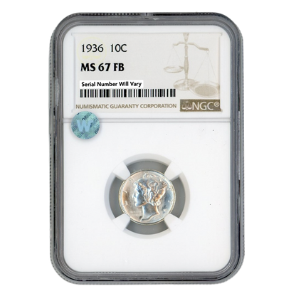 1936 Mercury Dime - NGC MS67 FB Sight White
