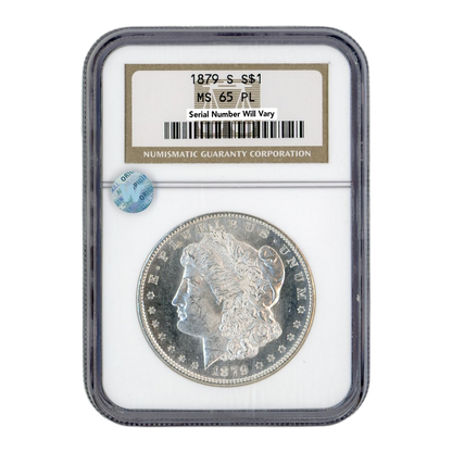 1879-S Silver Morgan Dollar San Francisco - NGC MS65 PL Sight White