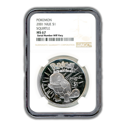 2001 Niue Pokemon Squirtle $1 Coin - NGC MS67