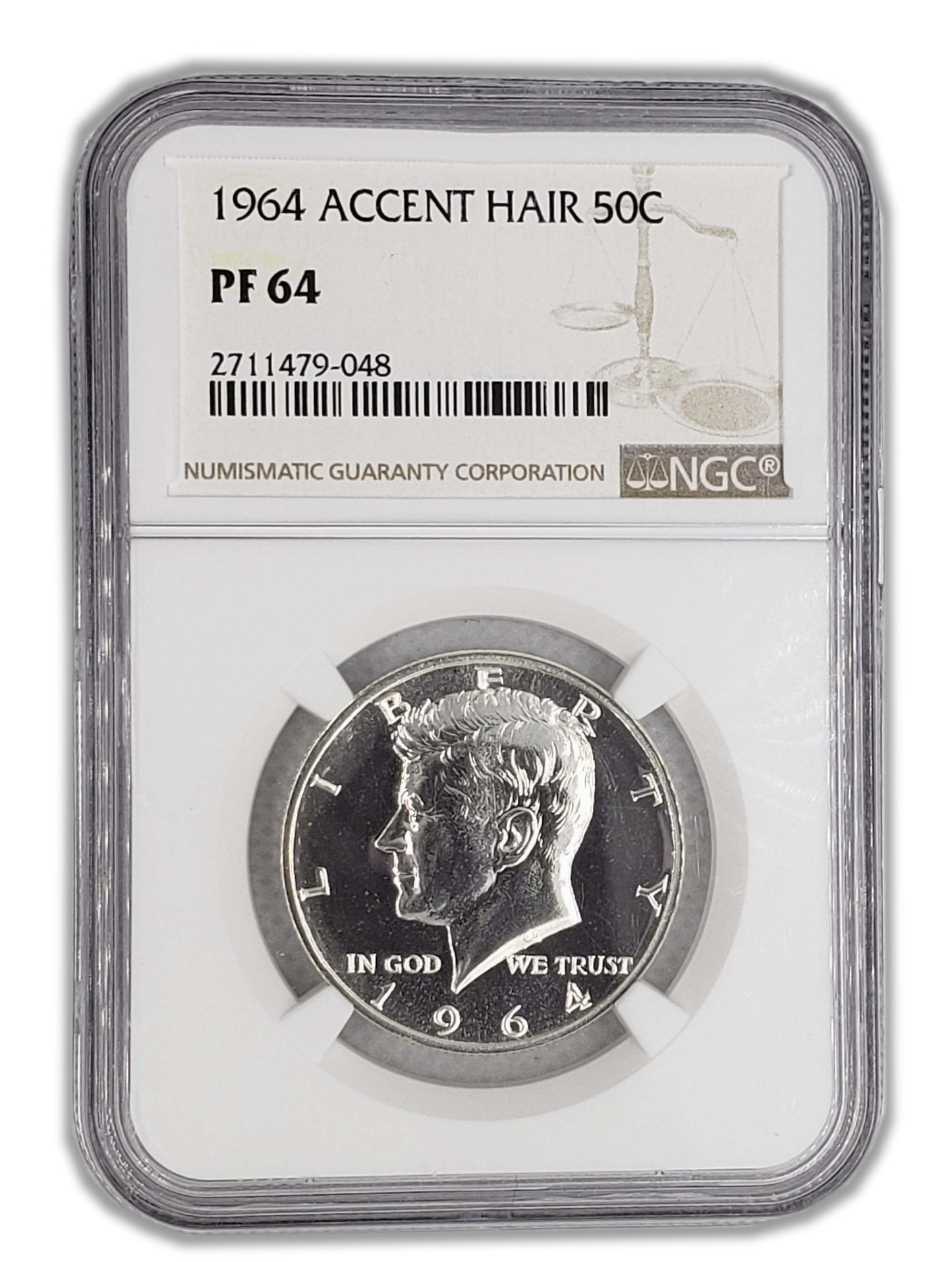 1964 Kennedy Silver Half Dollar Philadelphia - Accented Hair - NGC PF64 - CoinsTV