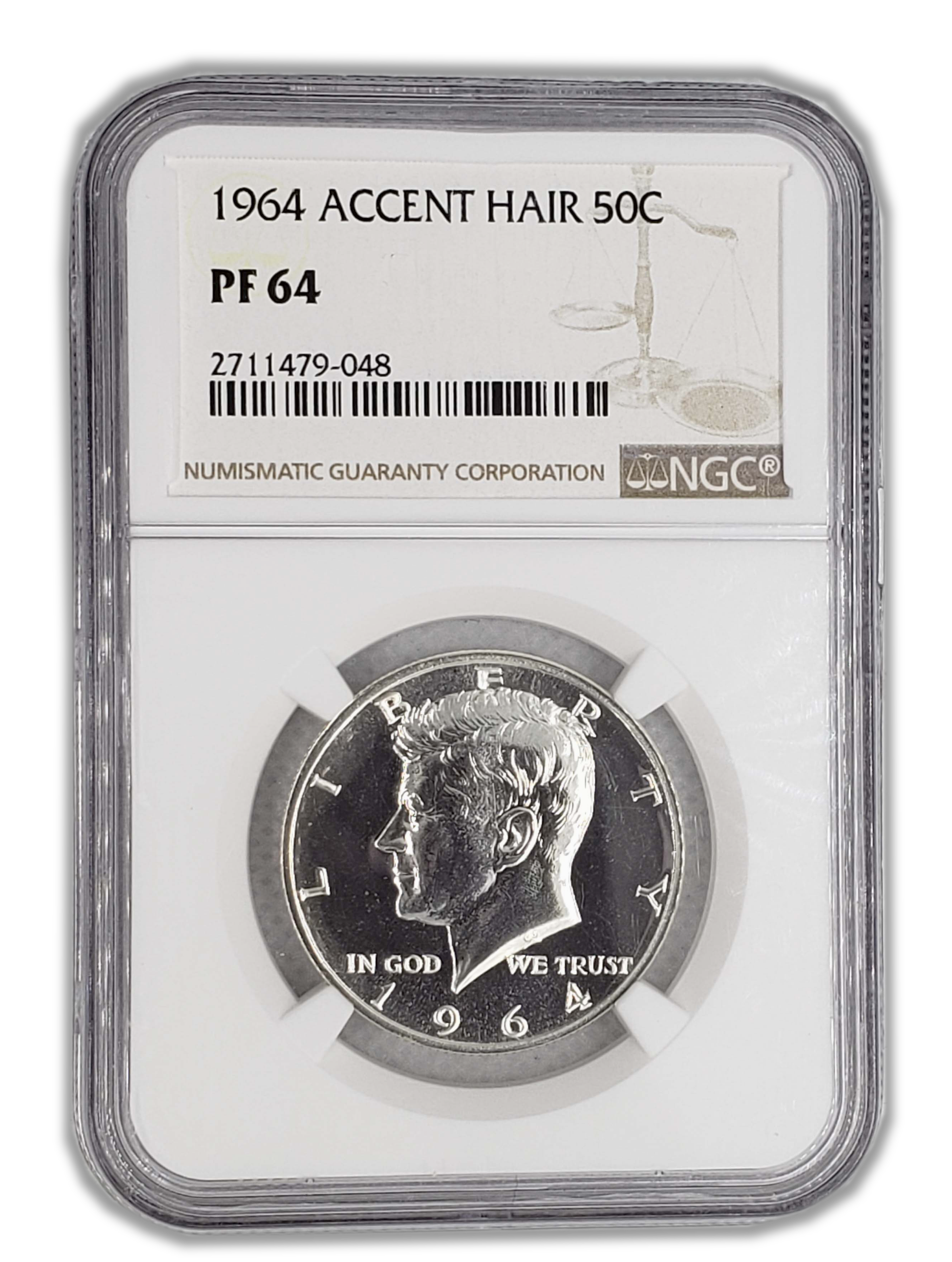 1964 Kennedy Silver Half Dollar Philadelphia - Accented Hair - NGC PF64 - CoinsTV