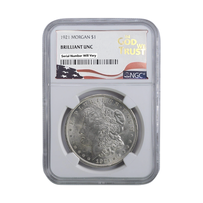 1921 Silver Morgan Dollar Brilliant Uncirculated - NGC In God We Trust Label