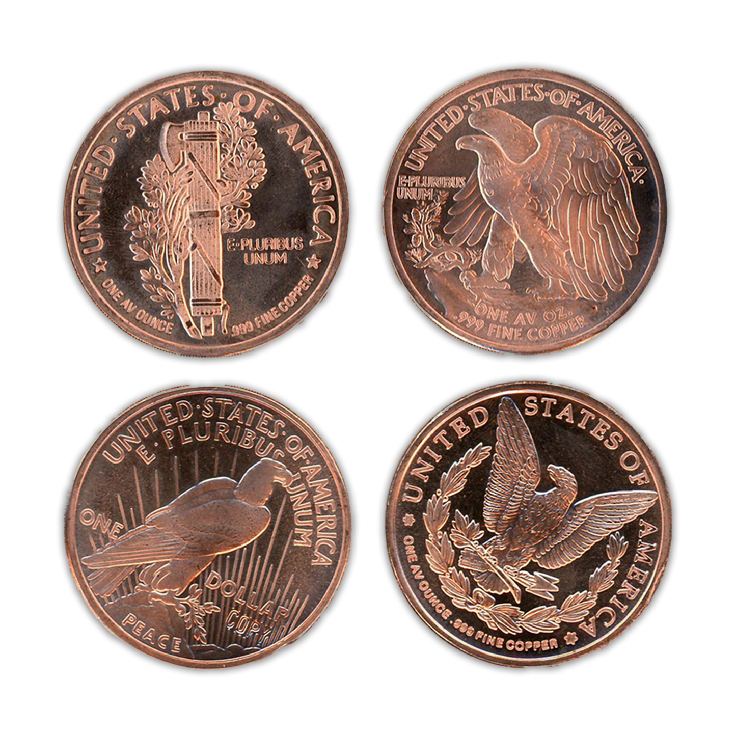 1 oz Copper Round Roll of 20 - Classic Designs