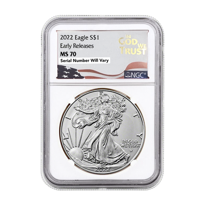 2022 Silver Eagle In God We Trust Label - NGC MS70 Early Release