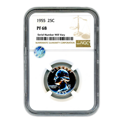1955 Washington Silver Quarter Philadelphia - NGC PF68 Sight White