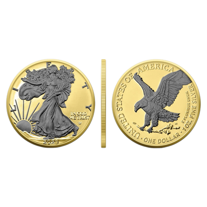 2023 Silver Eagle Reverse Black Ruthenium & Gold Enhanced 1 oz Silver - CoinsTV