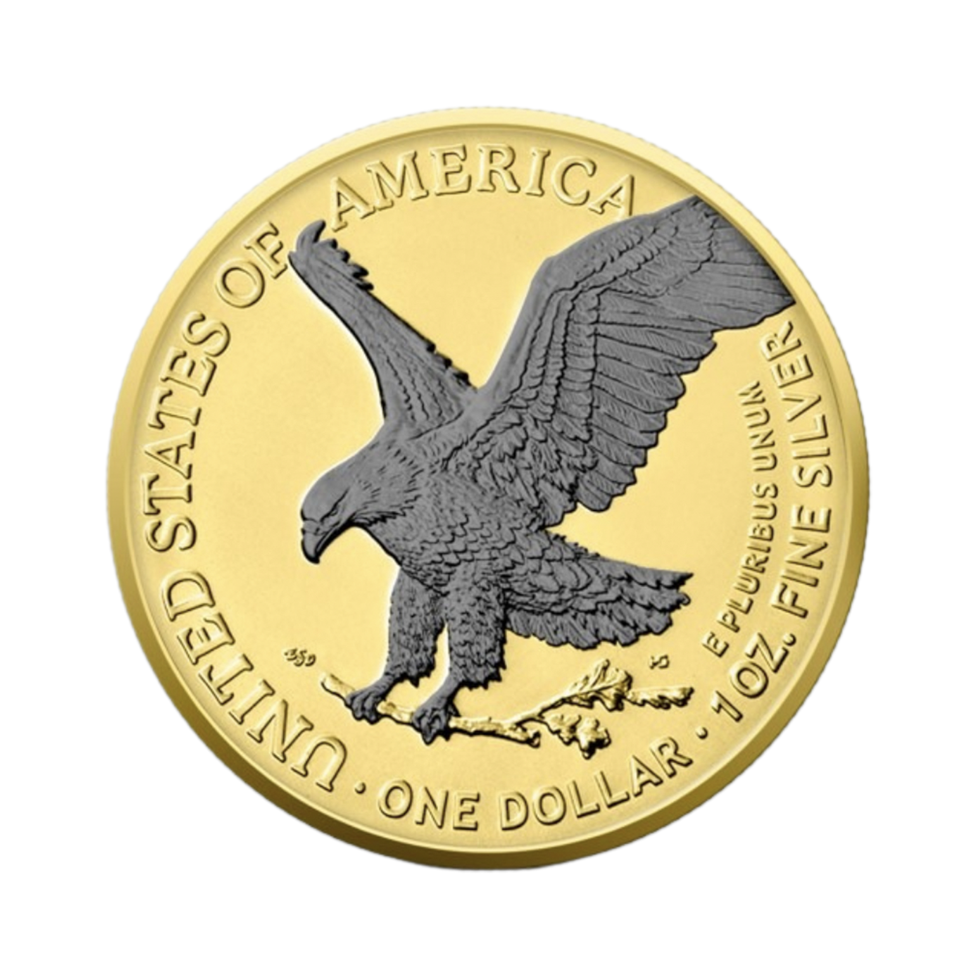 2023 Silver Eagle Reverse Black Ruthenium & Gold Enhanced 1 oz Silver - CoinsTV