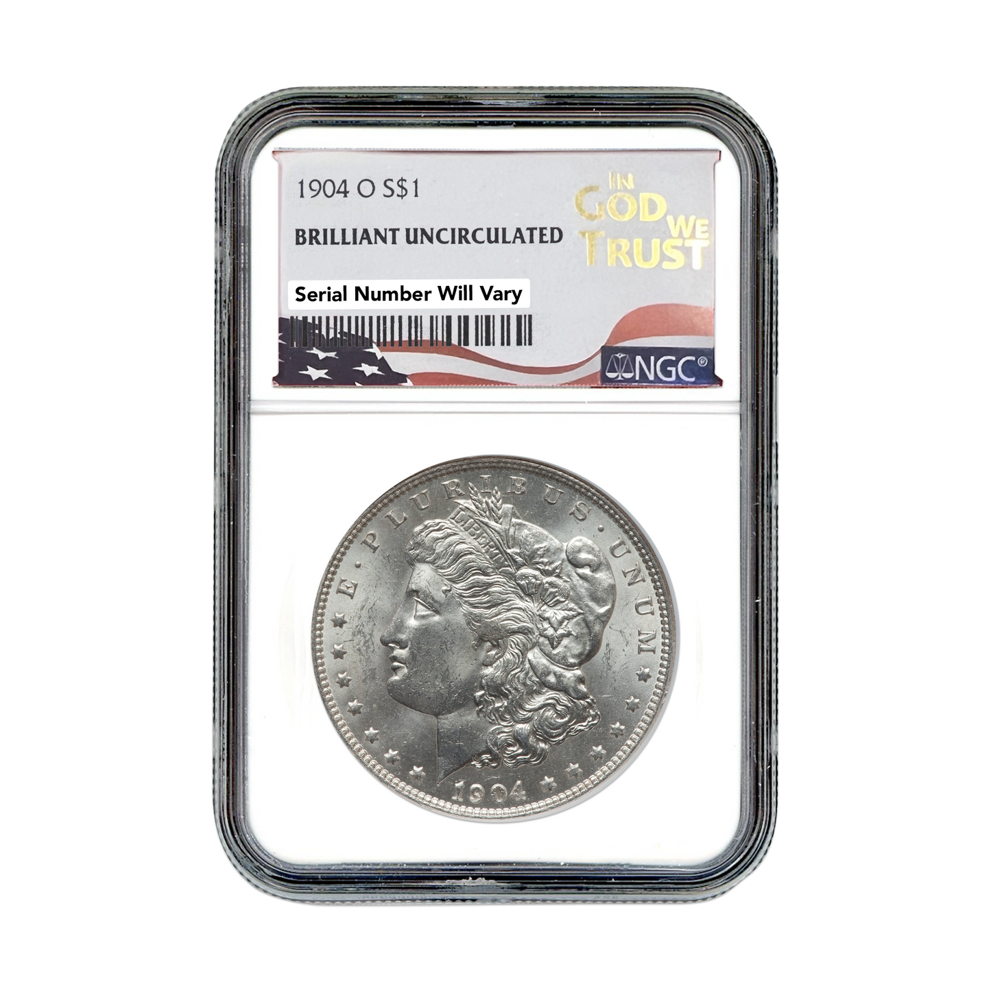 1904-O Morgan Dollar New Orleans In God We Trust Label - NGC