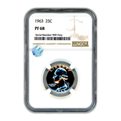 1963 Washington Silver Quarter Philadelphia - NGC PF68 Sight White