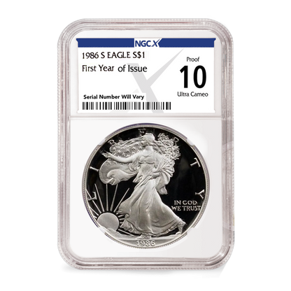 1986 Silver Eagle 2 pc Set - NGCX MS/PR10
