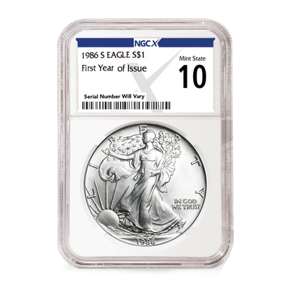1986 Silver Eagle 2 pc Set - NGCX MS/PR10
