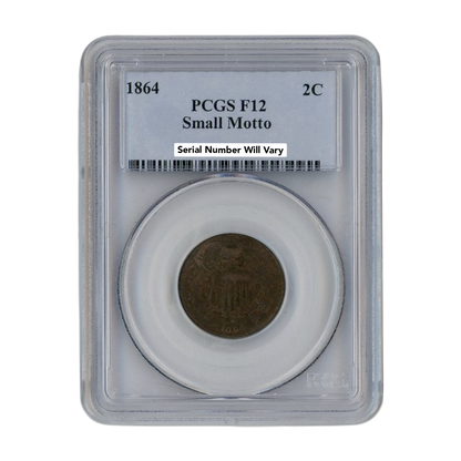 1864 Two Cent Piece Small Motto - PCGS F12