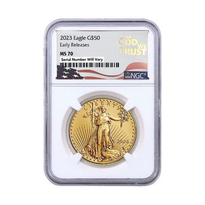 2023 $50 Gold Eagle in God We Trust Label - NGC MS70 Early Releases