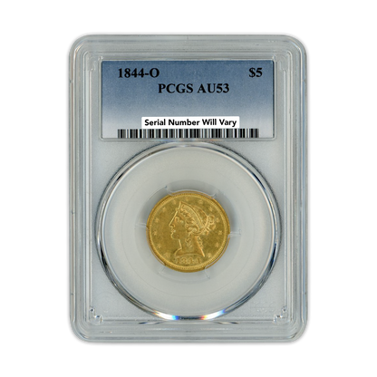 1844-O $5 Liberty Head Gold - PCGS AU53