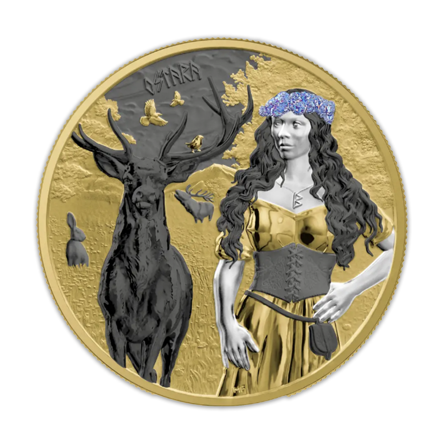 2023 Valkyries - Ostara Valhalla 1 oz Silver Black Ruthenium & Gold Brilliant Uncirculated