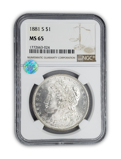 1881 S Morgan Silver Dollar - San Francisco - NGC MS65 Sight White