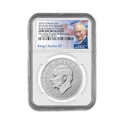 2023 1 oz Britannia Silver - First with King Charles - NGC GEM
