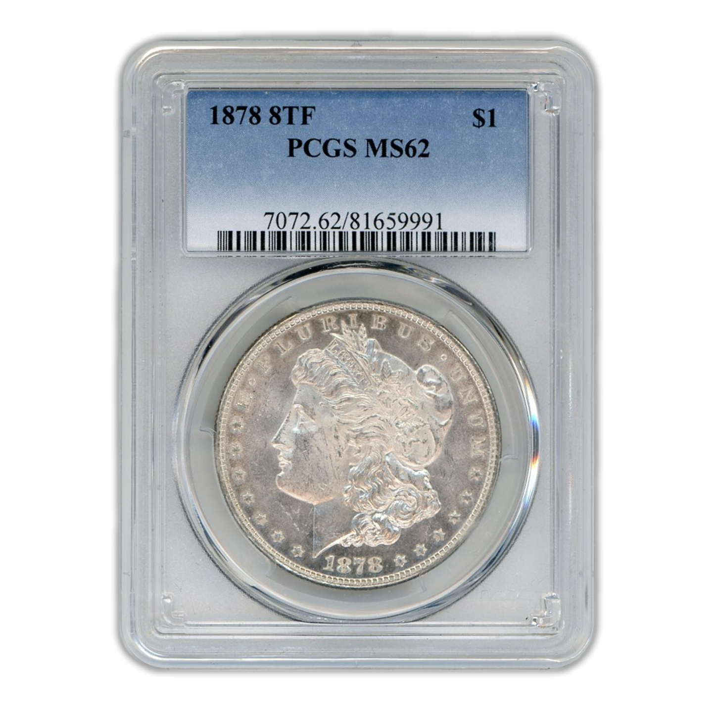 1878 Morgan Silver Dollar 7/8 Tailfeathers - PCGS MS62