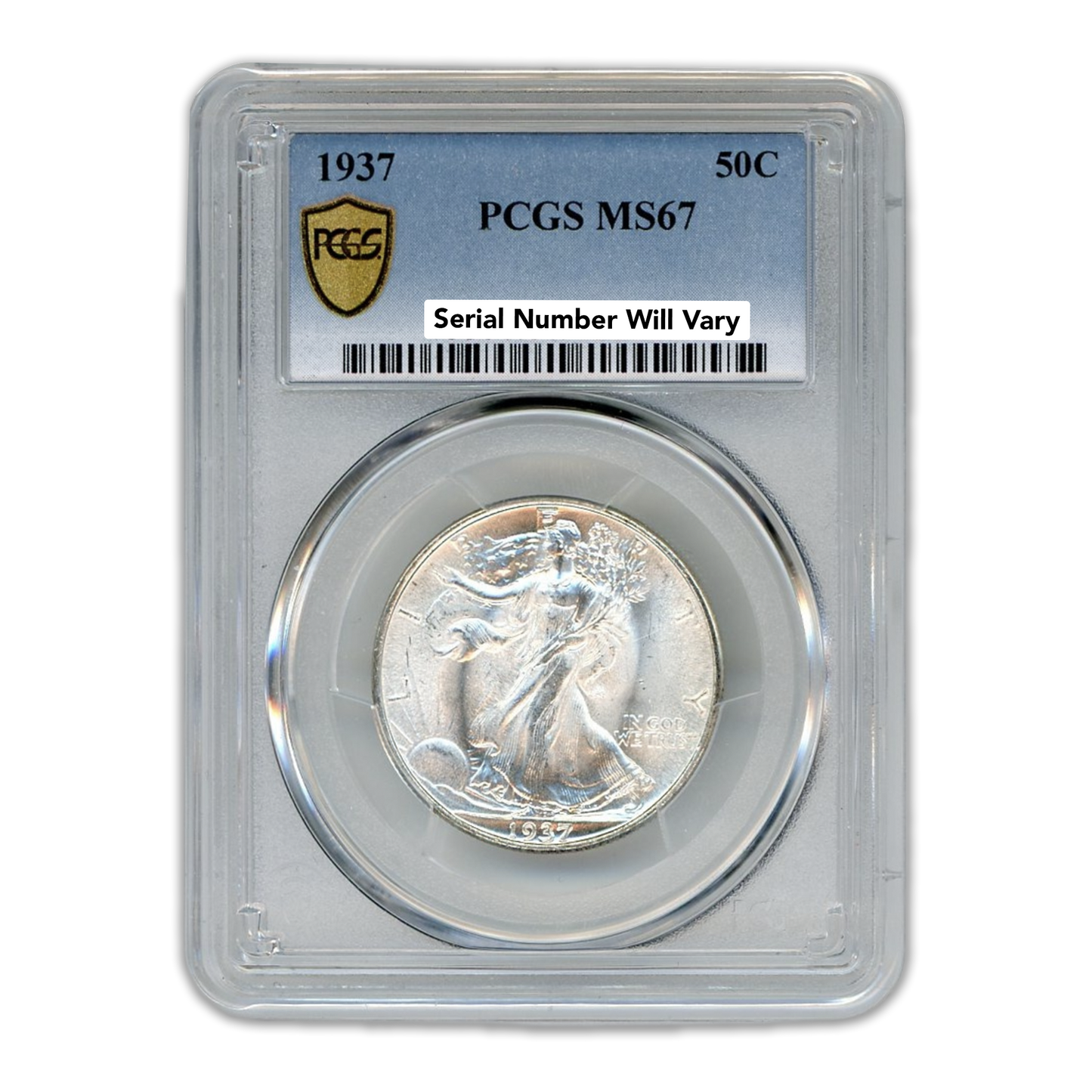 1937 Walking Liberty Silver Half Dollar - PCGS MS67 - CoinsTV