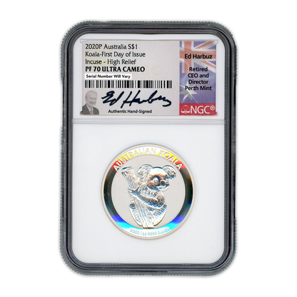 2020 Silver Dollar Koala - First Day of Issue - Incuse High Relief NGC PF70