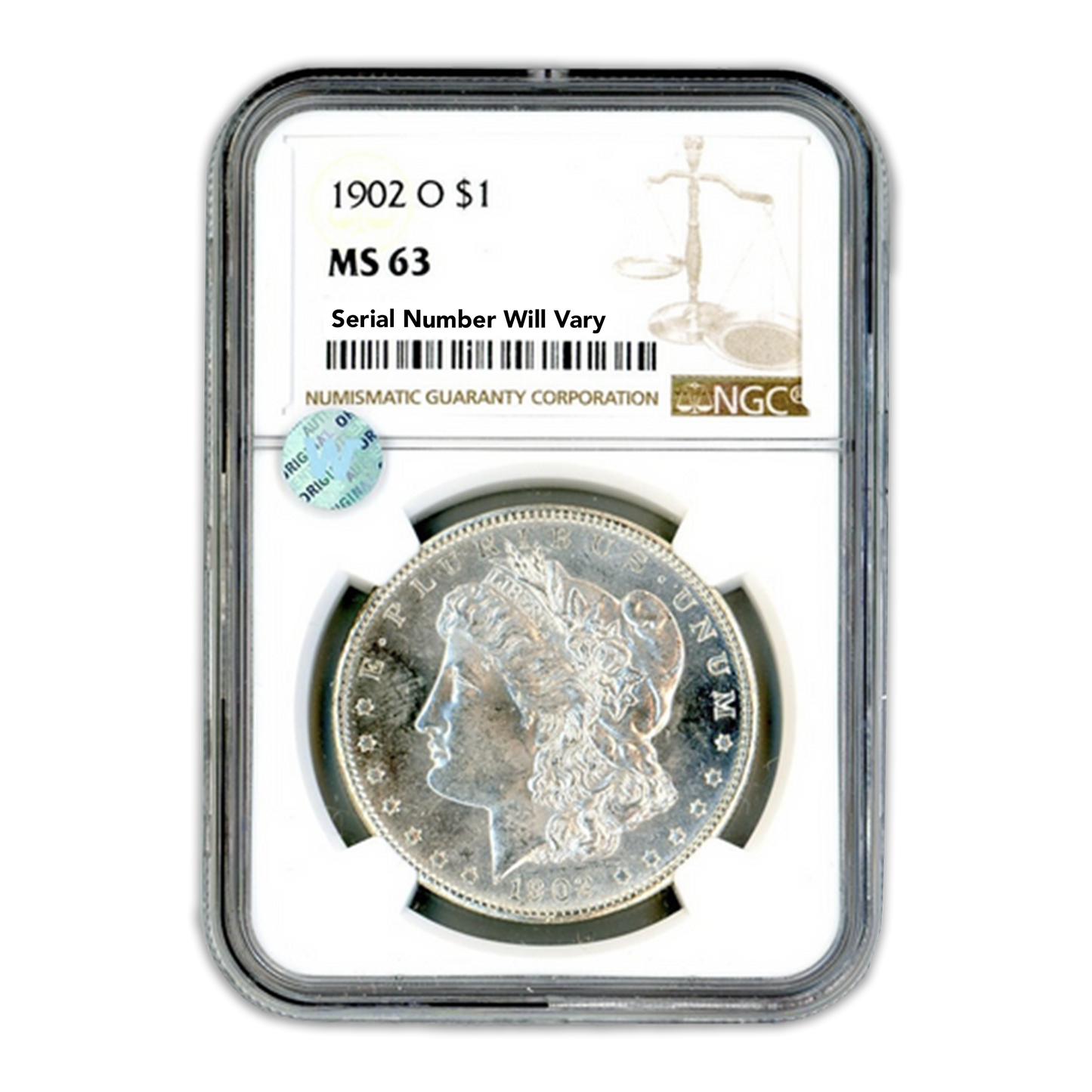 1902 O Morgan Silver Dollar New Orleans NGC MS63 Sight White