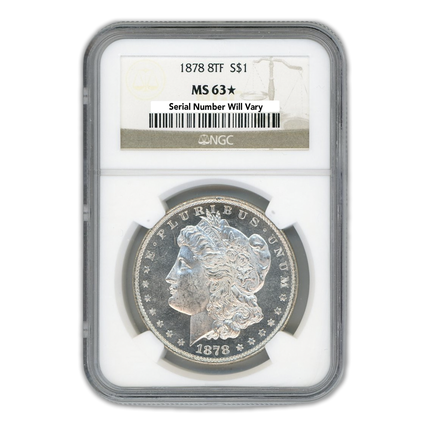 1878 Morgan Silver Dollar 7/8 Tailfeathers - NGC MS63*
