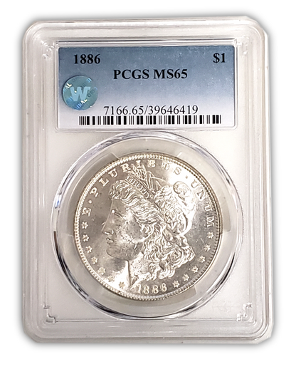1886 Morgan Silver Dollar Philadelphia - PCGS MS65 Sight White